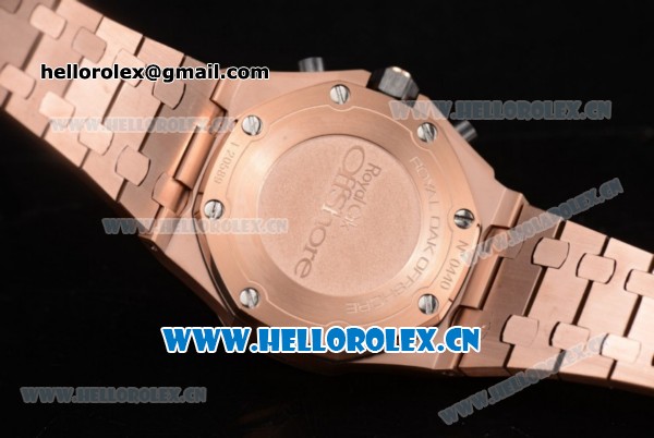 Audemars Piguet Royal Oak Offshore Seiko VK67 Quartz Rose Gold Case/Bracelet with White Dial and Arabic Numeral Markers - Click Image to Close